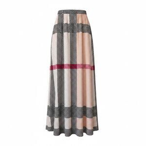 UOOZEE Womens M High Waist Geometric Patchwork Polka Dot Maxi Skirt NWT
